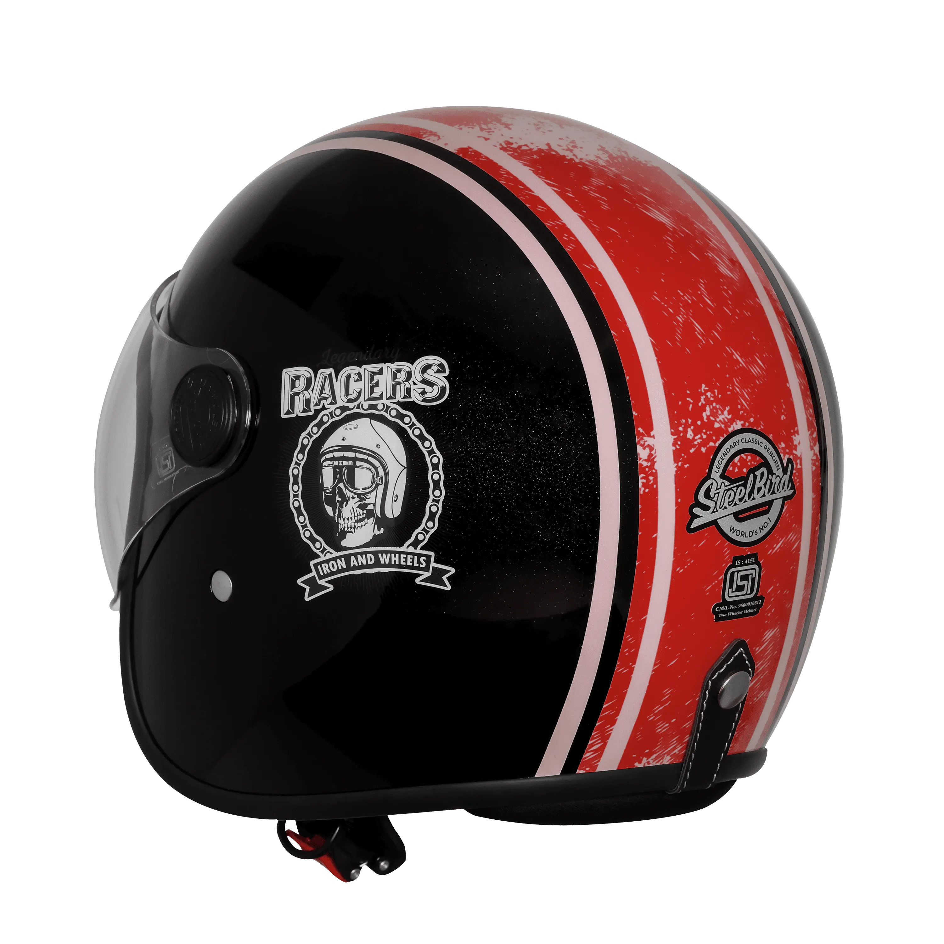 STEELBIRD SBH-56 VINTAGE RACERS GLOSSY BLACK/D.RED C/V 580 MM (LONG VISOR) STEELBIRD SBH-56 VINTAGE RACERS GLOSSY BLACK/D.RED C/V 580 MM (LONG VISOR)