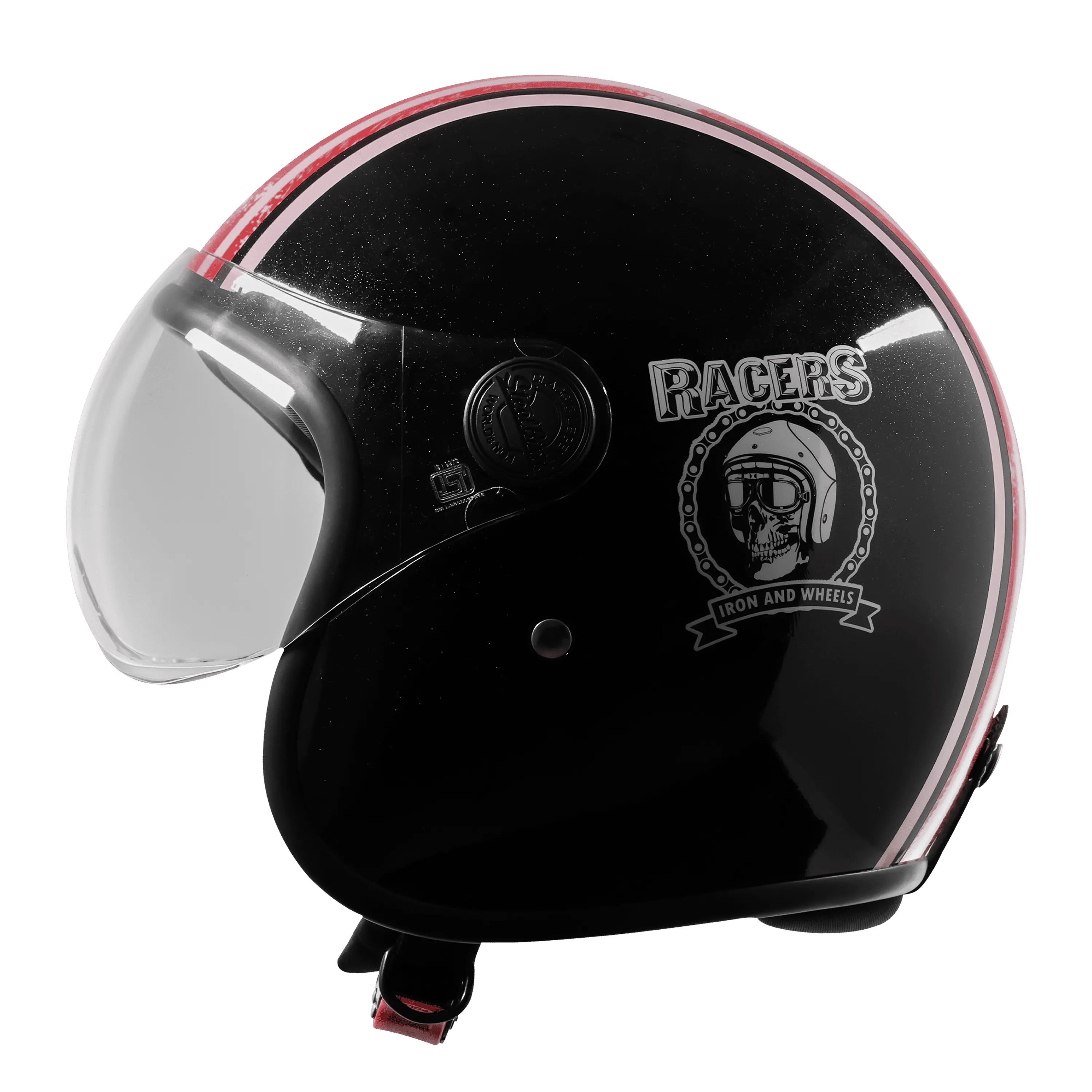 STEELBIRD SBH-56 VINTAGE RACERS GLOSSY BLACK/D.RED C/V 580 MM (LONG VISOR) STEELBIRD SBH-56 VINTAGE RACERS GLOSSY BLACK/D.RED C/V 580 MM (LONG VISOR)