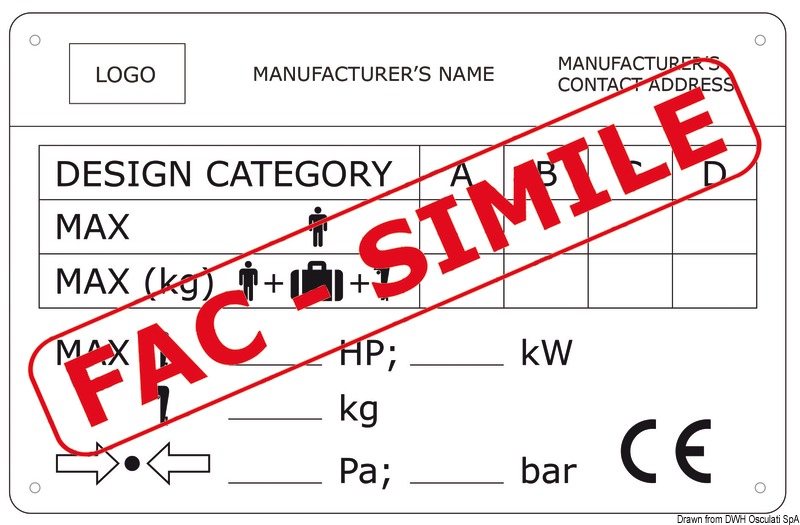 CE boat identification plate for outboard engines