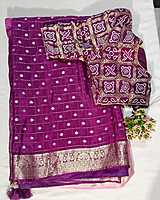 J258: Ready To Ship Beautiful Pure Russian Crepe Silk Saree With Stitched Blouse
