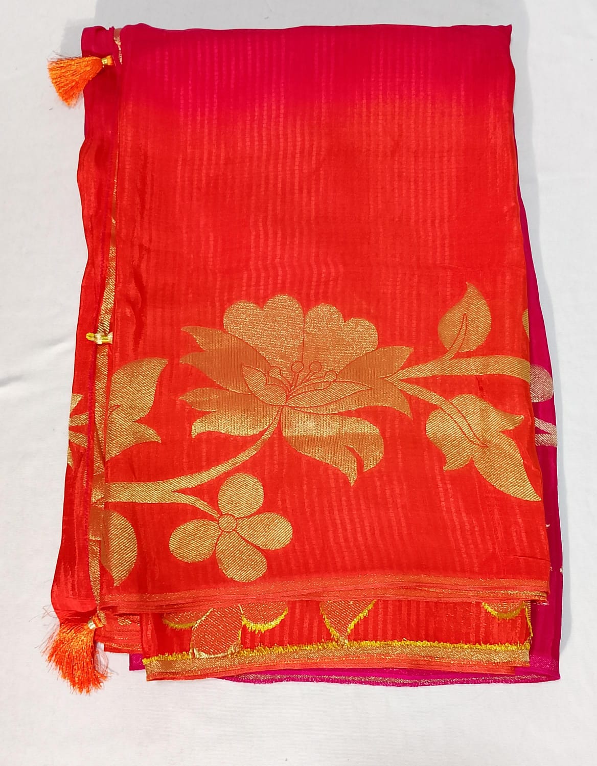 J582: Ready To Ship Beautiful Soft Silk Dual Shade Saree With Stitched Blouse