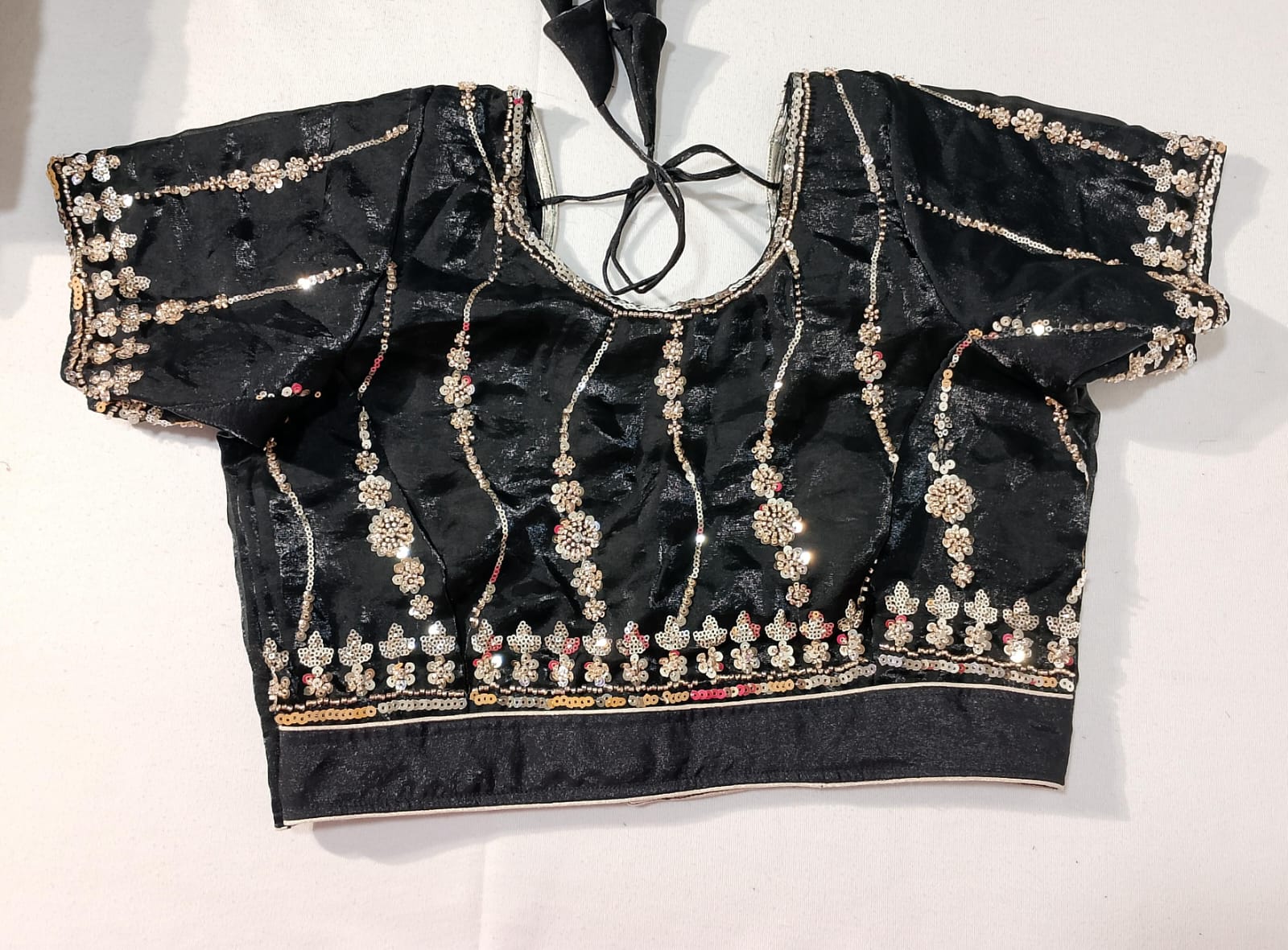 N238: Ready To Ship Beautiful Sequence Work Saree With Stitched Blouse