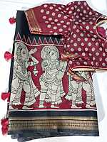 J374: Ready To Ship Beautiful Kalamkari Saree With Stitched Blouse J374: Ready To Ship Beautiful Kalamkari Saree With Stitched Blouse