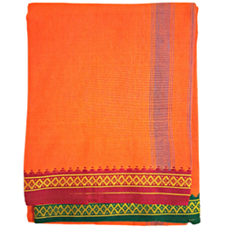 Traditional Orange Colour Dhothi for Pooja/Hawan/Regular Use