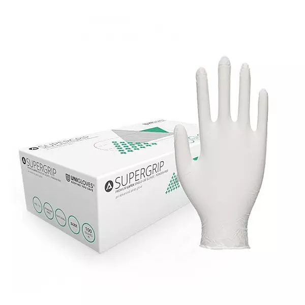 SUPERGRIP LATEX POWDER FREE EXAM GLOVES LARGE (100/BOX)