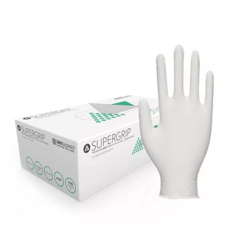 SUPERGRIP LATEX POWDER FREE EXAM GLOVES LARGE (100/BOX)
