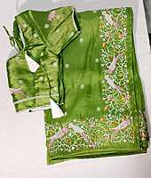 C229: Ready To Ship Beautiful Tissue Silk Saree With Stitched Blouse