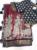 J375: Ready To Ship Beautiful Kalamkari Saree With Stitched Blouse J375: Ready To Ship Beautiful Kalamkari Saree With Stitched Blouse