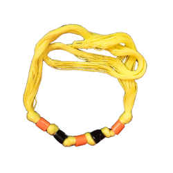 Red and Black Beads with Yellow thread for wrist wearing