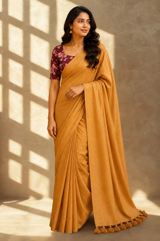 Khadi linen With seperate blouse 3