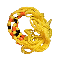 Red and Black Beads with Yellow thread for wrist wearing