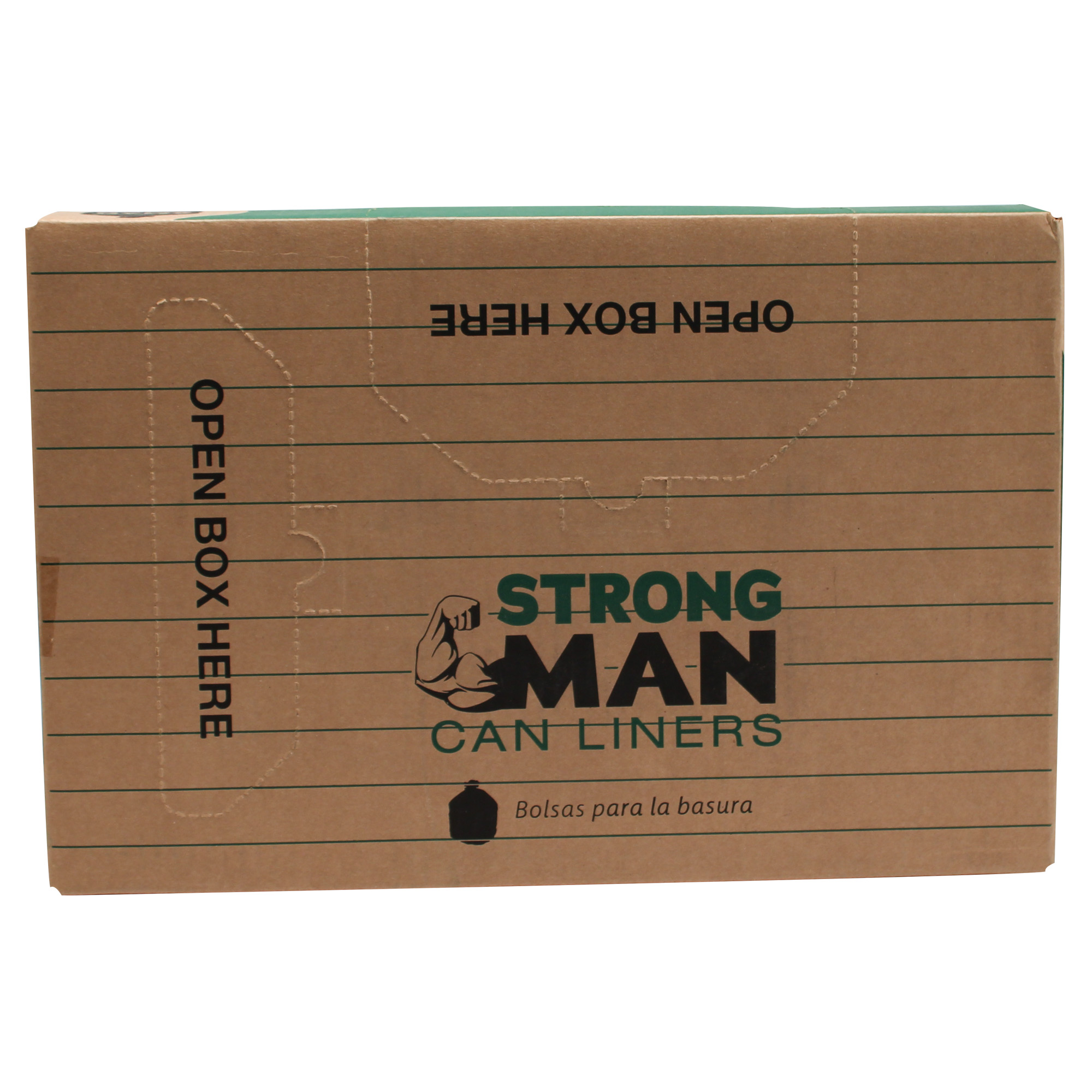 Strongman 43x47 28 micron Black 56 gallons LLD Repro Liner Perforated Rolls 10 / 10 cs