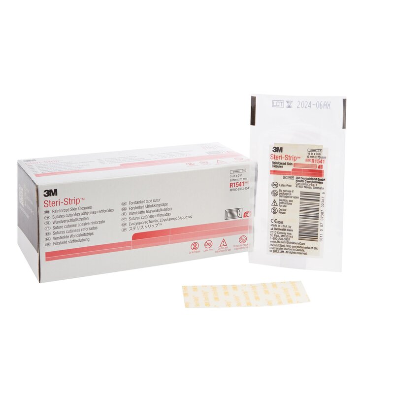 Steri-Strip™ Reinforced Skin Closure Strip – 1/4" × 3", White, Sterile