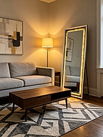 Black frame with LED crush diamond bevel mirror (with stand,26*69 INCH)