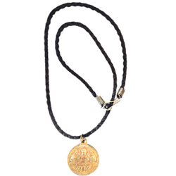 Goddess Lakshmi Devi Brass Coated Pendant With Black Colour Thread for Wearing