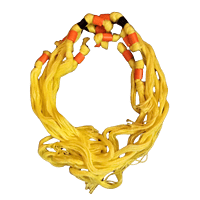 Red and Black Beads with Yellow thread for wrist wearing