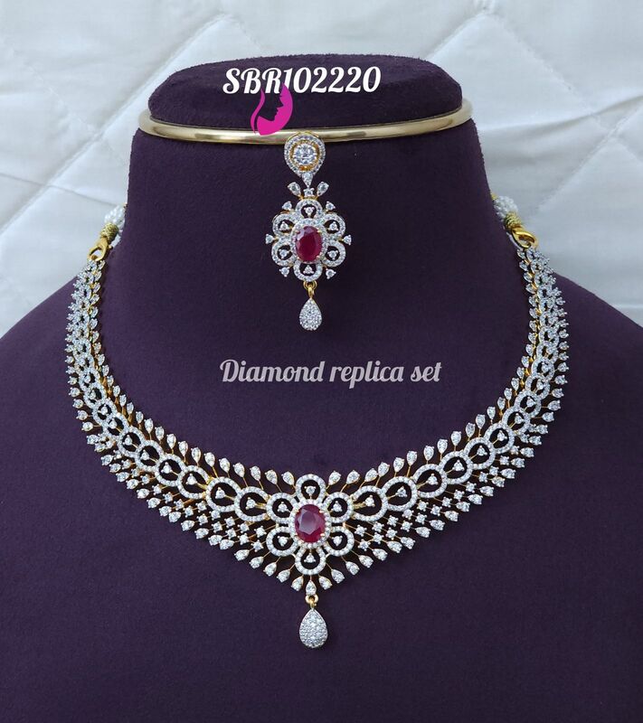 V942:Beautiful Diamond Replica Necklace Set