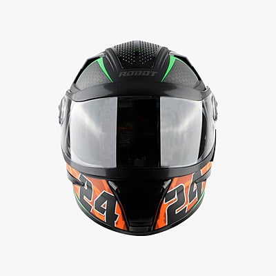 STEELBIRD SBH-17 ROBOT 24 MAT BLACK+ORANGE C/V (L)