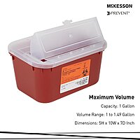 McKesson Prevent Sharps Container 1 Gallon Horizontal Entry, Red Base (MPN 101-8703)