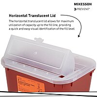McKesson Prevent Sharps Container 1 Gallon Horizontal Entry, Red Base (MPN 101-8703)