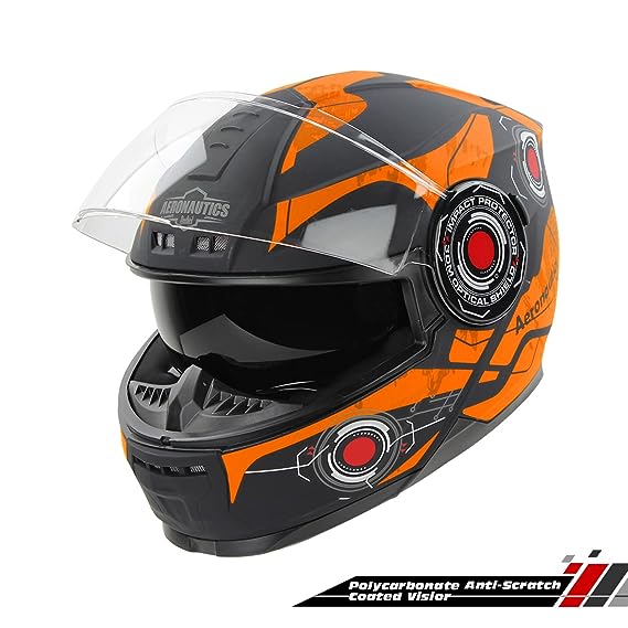 STEELBIRD SBH-40 ISS ASSASIN GLOSSY BLACK/ORANGE C/V 580 MM