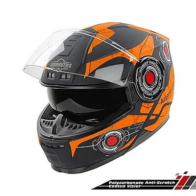 STEELBIRD SBH-40 ISS ASSASIN GLOSSY BLACK/ORANGE C/V 600 MM