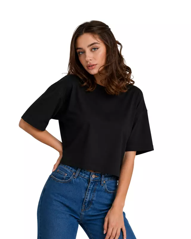 Oversized Cropped Basic T-Shirt