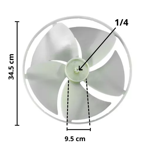 Aspa para Equipo de Ventana, Diámetro Exterior 34.5 cm, Altura 9.5 cm, Flecha 1/4, Izquierda, 5 hojas 835 aspa compatible - 5900A10009E