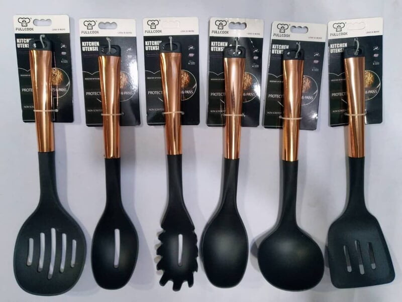GOLD PLATED COOKING SPOON COOKWARE SET OF 6 PIECES