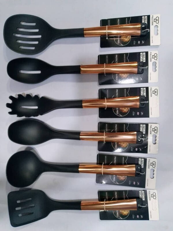 GOLD PLATED COOKING SPOON COOKWARE SET OF 6 PIECES