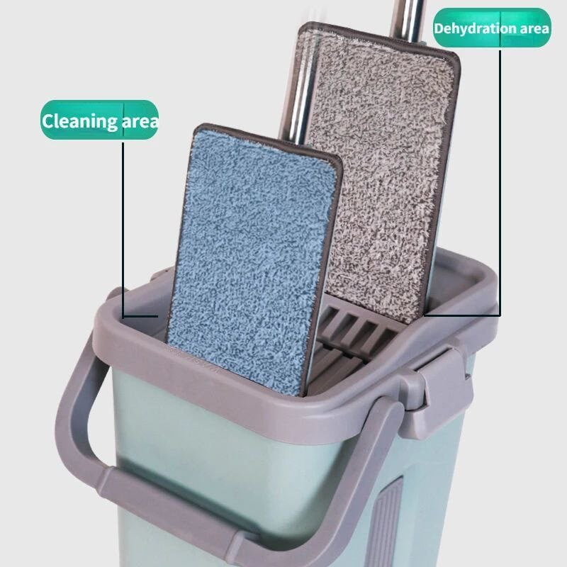 HANDS FREE WASH AND DRY MOP WITH MOPPING BUCKET AND EXTRA MOP