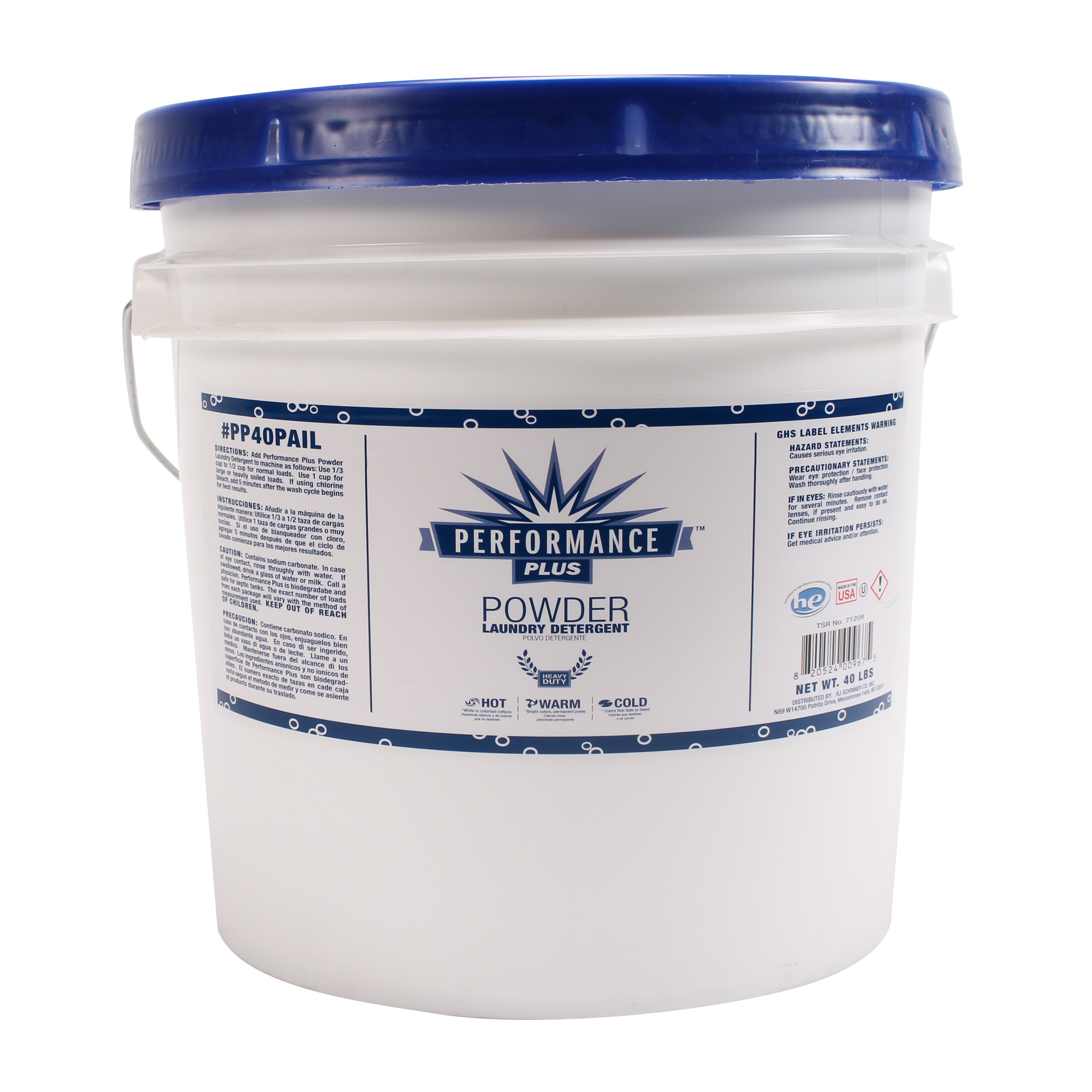 Performance Plus Laundry Detergent HE 40 LB Pail Low Suds 1 Pail