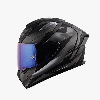 STEELBIRD SA-2 METALLIC MATT BLACK/GREY C/V (L) + EXTRA CHROME VISOR
