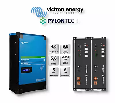 5.0 kW VICTRON EasySolar - PYLONTECH Combo, c/w 2x 4.8 kWh Lithium Batteries