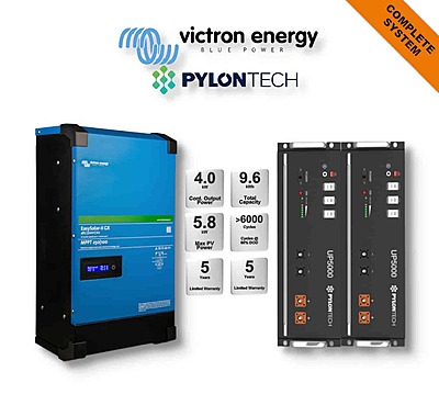 5.0 kW VICTRON EasySolar - PYLONTECH Combo, c/w 2x 4.8 kWh Lithium Batteries