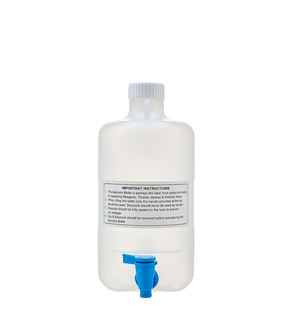 EZLabpure™ Aspirator Bottle 5L PP White Cap With Spigot 1/EA