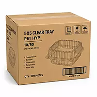 5X5 Clear Tray  PET HYP 10/50