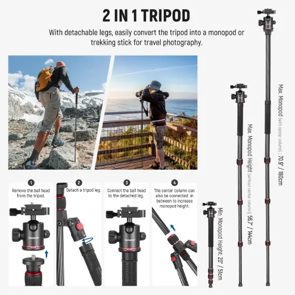 NEEWER TP75 74 Inch Pro Video Tripod with Fluid Head