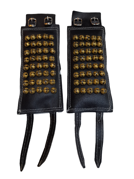 Leather Salangai / Ghungroos / Chilanka with 5 Lines Brass Gold Balls