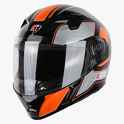 STEELBIRD SBA-21 ISS AIR CARBON GLOSSY BLACK/ORANGE C/V (M)