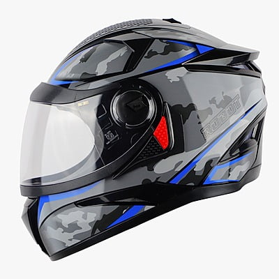 STEELBIRD SBH-17 ROBOT CAMO MATT BLACK/BLUE C/V (L)