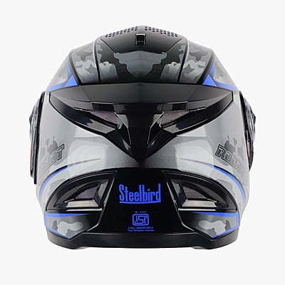 STEELBIRD SBH-17 ROBOT CAMO MATT BLACK/BLUE C/V (L)