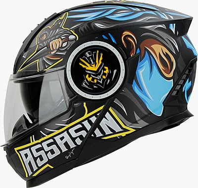 STEELBIRD SBH-40 ISS ASSASIN MATT BLACK/BLUE C/V 580 MM