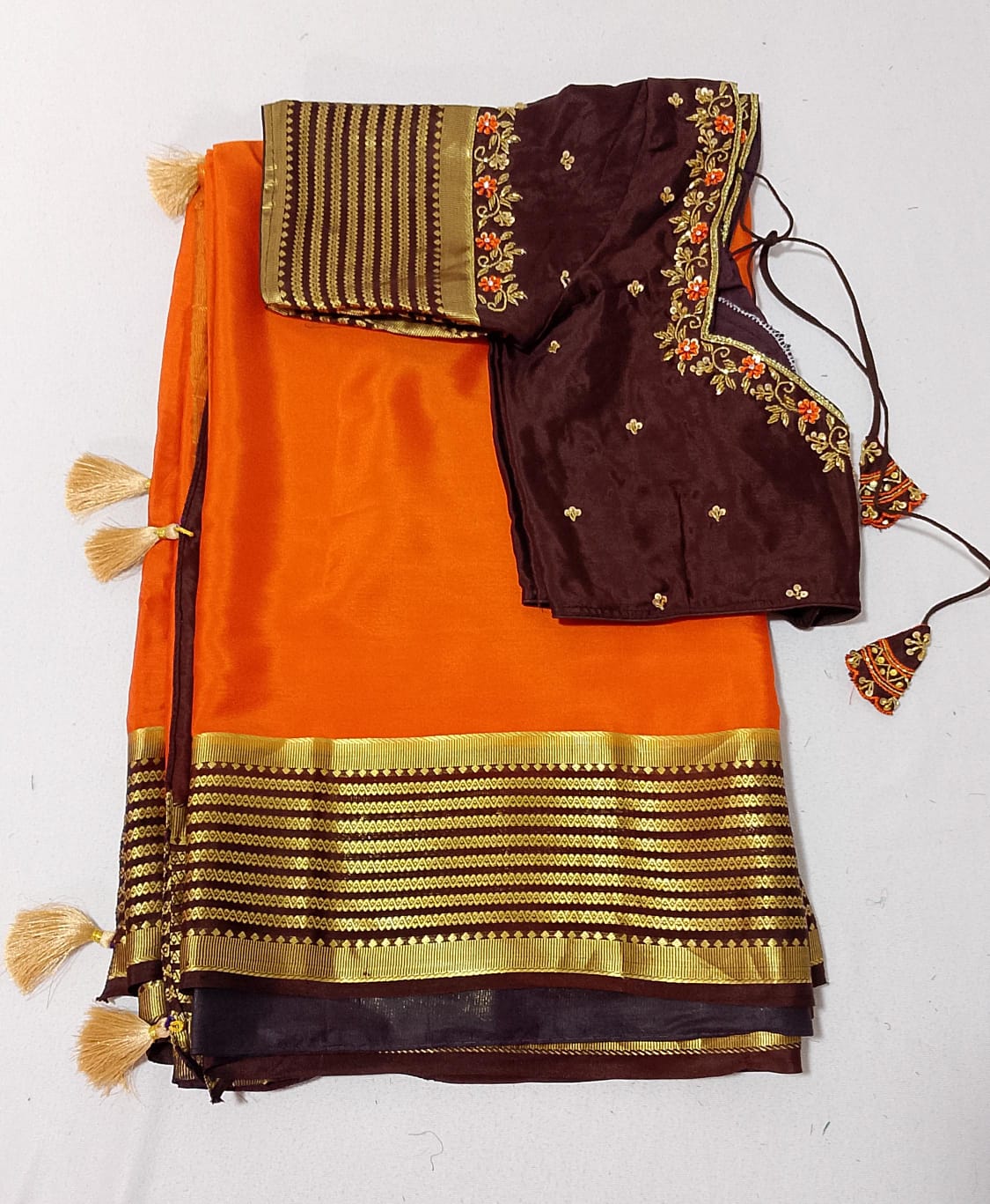 N398: Ready To Ship Beautiful Pure Mysore Silk Saree With Stitched Embroidery Work Blouse N398: Ready To Ship Beautiful Pure Mysore Silk Saree With Stitched Embroidery Work Blouse