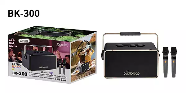 Oudiobop BK-300 Portable Wireless Karaoke Speaker with Dual Microphones