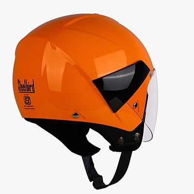 STEELBIRD SBH-5 TRIPLE NINE GLOSSY CORAL ORANGE C/V 600 MM