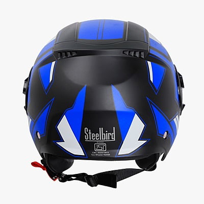 STEELBIRD SBH-31 DRX ISS PACE GLOSSY BLACK/BLUE C/V (L)