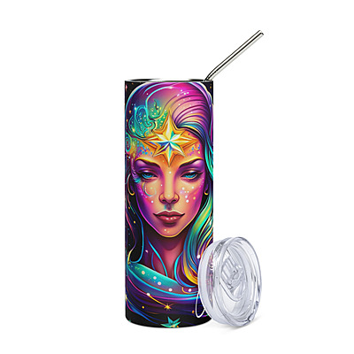 Virgo Zodiac Sign Skinny Tumbler – Vibrant Sublimated Astrology Drinkware