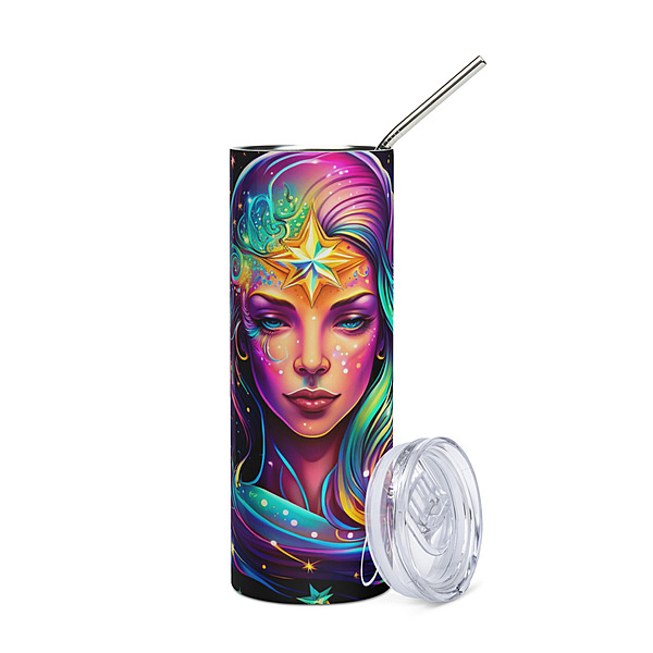 Virgo Zodiac Sign Skinny Tumbler – Vibrant Sublimated Astrology Drinkware