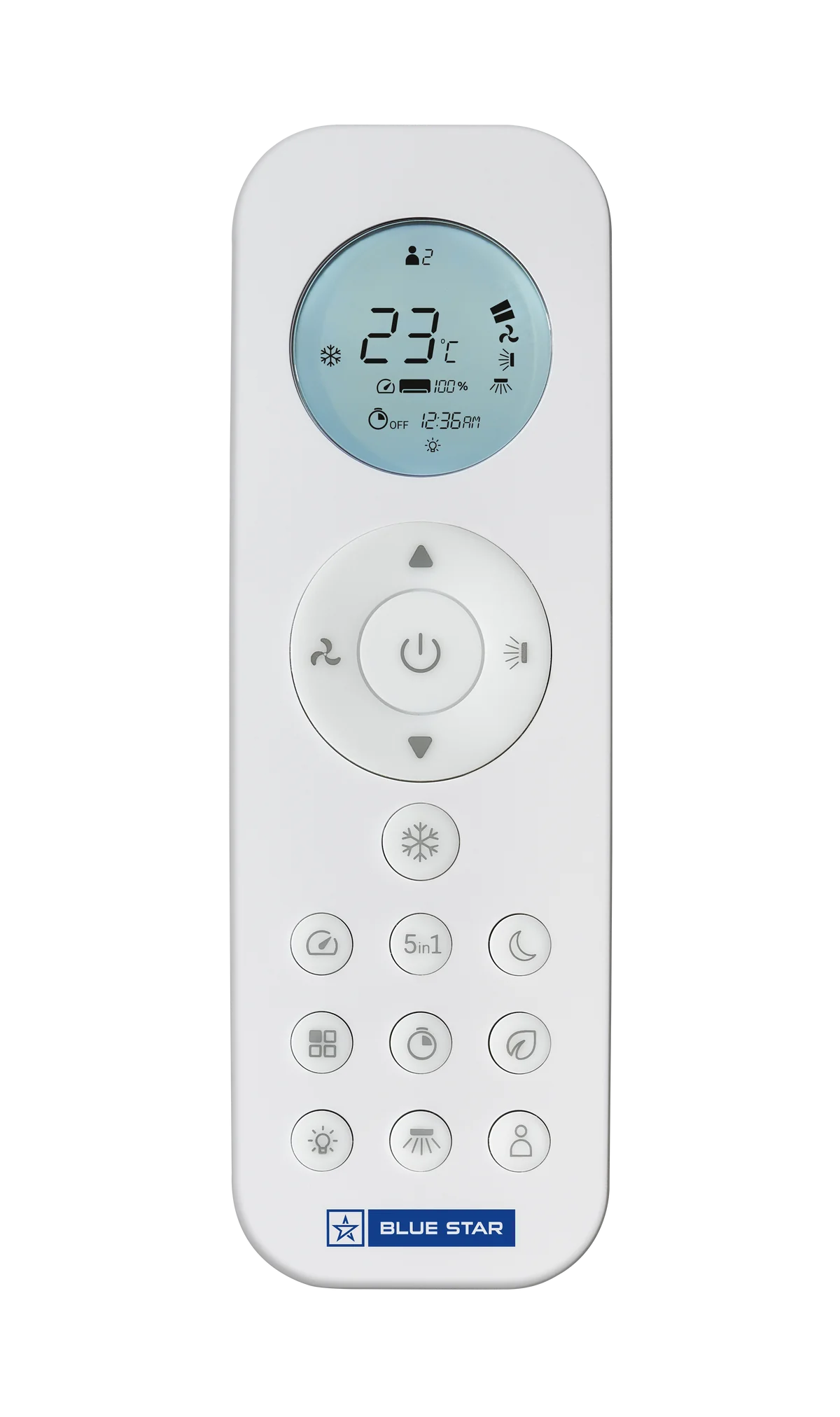 Remote control for the Blue Star IC518ONURS 1.5-ton AC.